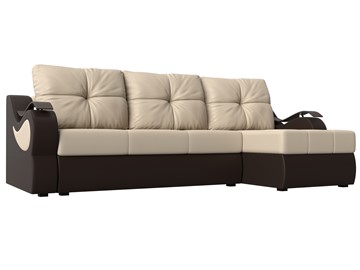 Угловой диван Меркурий, Бежевый/коричневый (экокожа) в Подольске