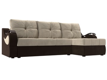 Угловой диван Меркурий, Бежевый/коричневый (вельвет) в Подольске