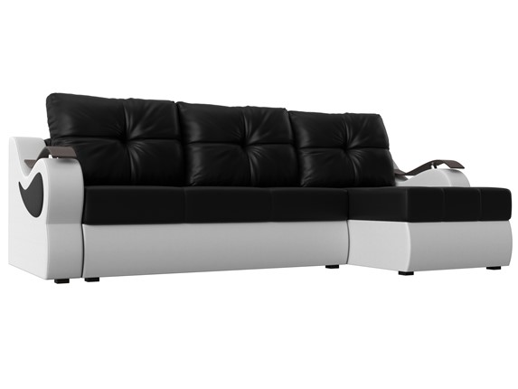 Угловой диван Меркурий, Черный/белый (экокожа) в Москве - изображение