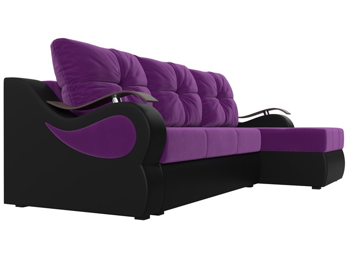 Угловой диван Меркурий, Фиолетовый/черный (вельвет/экокожа) в Москве - изображение 2