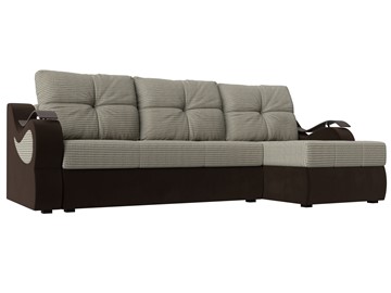 Угловой диван Меркурий, Корфу 02 (рогожка)/коричневый (вельвет) в Серпухове