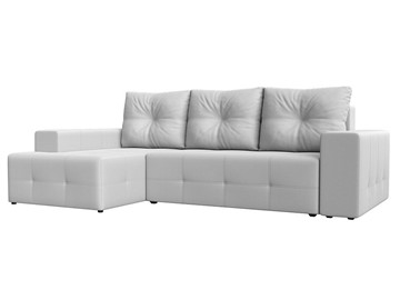 Угловой диван с оттоманкой Перри, Белый (Экокожа) в Одинцово