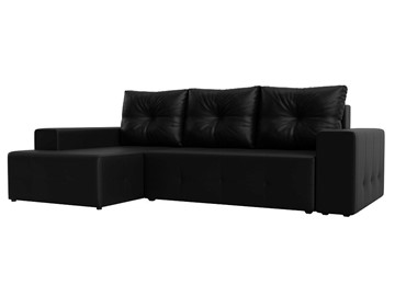 Угловой диван с оттоманкой Перри, Черный (Экокожа) в Серпухове