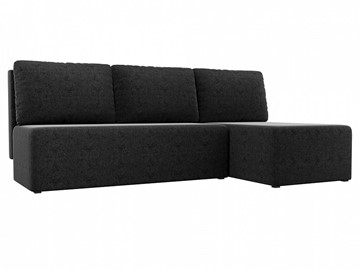 Угловой диван с оттоманкой Поло, Черный (микровельвет) в Серпухове