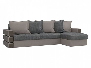 Угловой диван с оттоманкой Венеция, Серый/Бежевый (рогожка) в Подольске