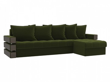 Угловой раскладной диван Венеция, Зеленый (микровельвет) в Москве