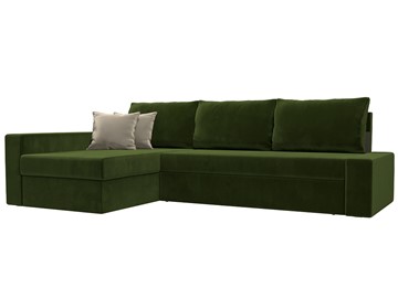 Угловой диван Версаль, Зеленый/Бежевый (микровельвет) в Подольске
