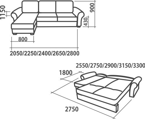Угловой диван Аккордеон-1, 330 (круглые подлокотники) с коробом, НПБ в Москве - изображение 1
