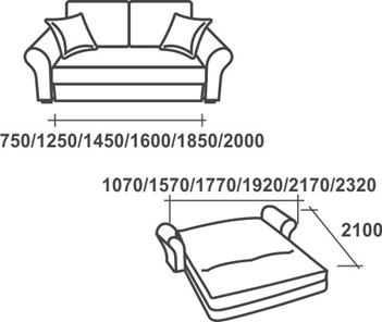 Прямой диван Аккордеон-1, 180 (прямые подлокотники) в Подольске - предосмотр 2