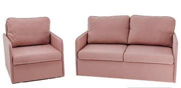 Мебельный набор Амира розовый диван + кресло в Москве - предосмотр