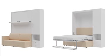 Шкаф-кровать трансформер Кровать-трансформер Smart (КД 1400+ШП), шкаф правый, левый подлокотник в Химках