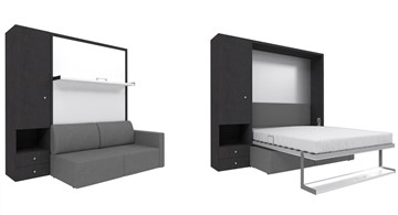 Кровать-шкаф трансформер Кровать-трансформер Smart (ШЛ+КД 1400), шкаф левый, правый подлокотник в Коломне