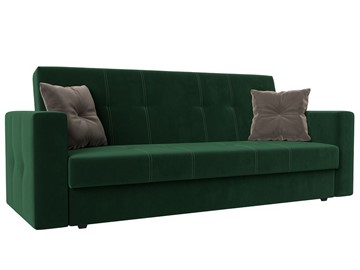 Прямой диван Лига-016, Зеленый\Коричневый (велюр) в Химках