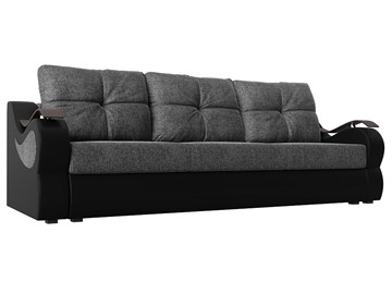 Прямой диван Меркурий еврокнижка, Серый/черный (рогожка/экокожа) в Подольске