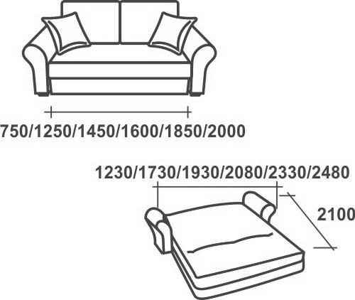 Диван прямой Аккордеон-1, 120 (круглые подлокотники) в Подольске - изображение 2