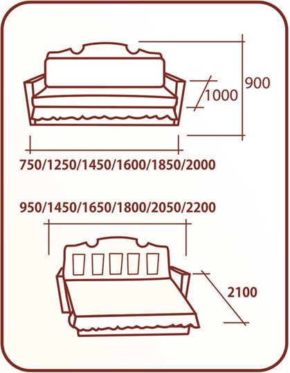 Прямой диван Аккордеон Бук 155, НПБ, Классика в Подольске - изображение 1