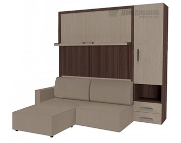 Шкаф-кровать Кровать-трансформер Smart (КД 1400+ШП+Пуф), шкаф правый, левый подлокотник в Одинцово