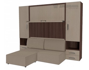 Кровать-шкаф трансформер Кровать-трансформер Smart (ШЛ+КД 1600+ШП+Пуф), 2 шкафа, без подлокотников в Подольске