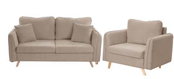 Комплект мебели Бертон бежевый диван+ кресло в Москве - изображение