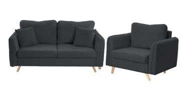 Комплект мебели Бертон графит диван+ кресло в Подольске
