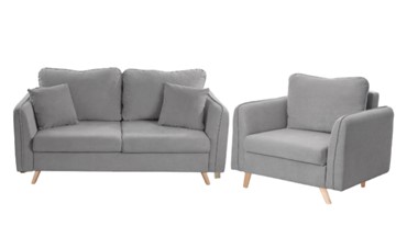 Комплект мебели Бертон серый диван+ кресло в Москве