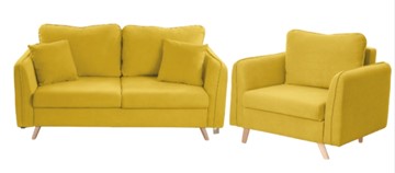 Комплект мебели Бертон желтый диван+ кресло в Москве