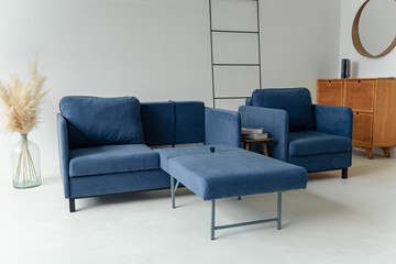 Комплект мебели диван + кресло-кровать Бэст синий в Москве - предосмотр 6