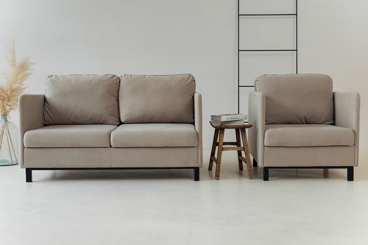 Комплект мебели диван + кресло-кровать Бэст бежевый в Москве - изображение 3