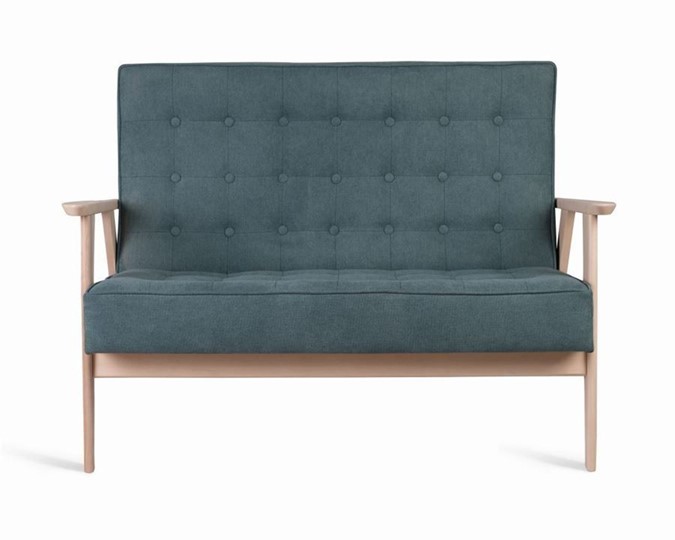 Прямой диван Ретро, двухместный (беленый дуб / RS 29 - бирюзовый) в Одинцово - изображение 2