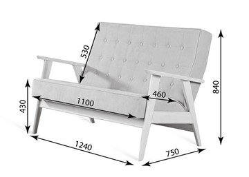 Прямой диван Ретро, двухместный (беленый дуб / RS 29 - бирюзовый) в Подольске - предосмотр 3