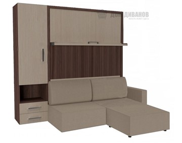 Кровать-шкаф Кровать-трансформер Smart (ШЛ+КД 1400+Пуф), шкаф левый, правый подлокотник в Серпухове