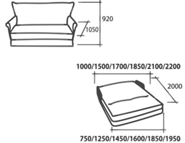 Прямой диван Аккордеон, 180 (подлокотники в ткани) в Подольске - предосмотр 2