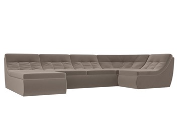 Модульный П-образный диван Холидей, Коричневый (велюр) в Одинцово
