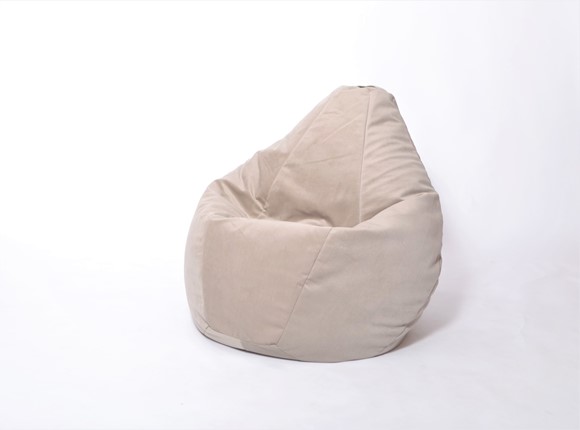 Кресло-мешок Груша среднее, велюр однотон, бежевое в Одинцово - изображение