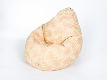 Кресло-мешок Груша большое, жаккард, бежевые листья в Одинцово