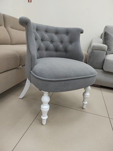 Кресло Бархат (серый бархат/белая эмаль), 000042564 в Серпухове