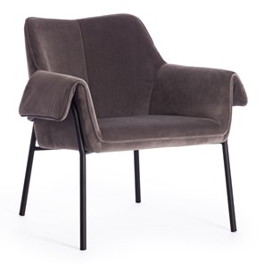 Кресло BESS (mod. 0179471) металл/вельвет, 70х71х75 см, серо-коричневый S108 (84 Brown)/черный в Москве