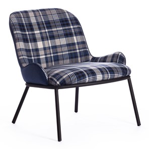 Кресло DUKEN (mod. 0179322) металл/ткань, 79х59х66 см, синий/синяя шотландка/черный в Химках