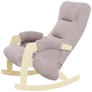 Кресло-качалка ЭЛИТ с карманами Джанни (каркас дуб, сиденье серо-розовое) в Одинцово