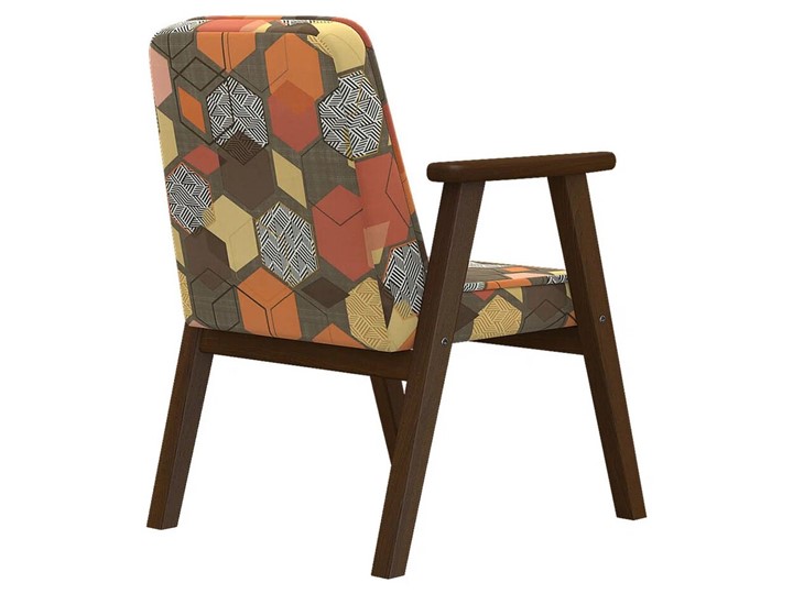Мягкое кресло Ретро ткань геометрия коричневый, каркас орех в Москве - изображение 1