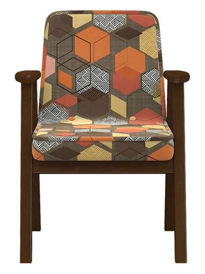 Мягкое кресло Ретро ткань геометрия коричневый, каркас орех в Москве - изображение 4