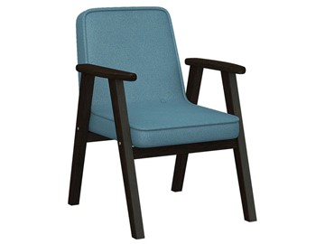 Кресло в гостиную Ретро ткань голубой, каркас венге в Одинцово