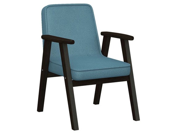 Кресло в гостиную  Ретро ткань голубой, каркас венге в Москве - изображение