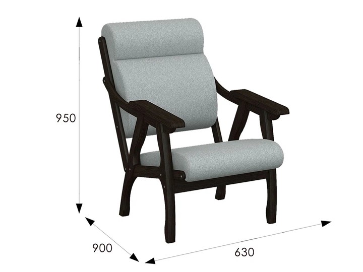 Кресло мягкое Вега 10 ткань серый, каркас венге в Москве - изображение 6