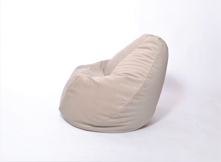 Кресло-мешок Груша среднее, велюр однотон, бежевое в Одинцово - изображение 2