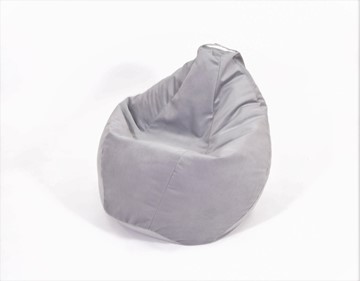 Кресло-мешок Груша большое, велюр однотон, серое в Подольске
