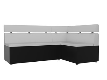Раскладной кухонный диван Классик угловой, Белый/Черный (экокожа) в Подольске