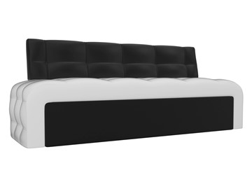 Кухонный прямой диван Люксор, Белый/Черный (экокожа) в Одинцово
