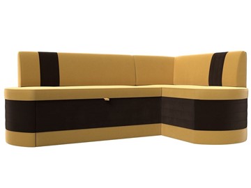 Кухонный угловой диван Токио, Желтый/Коричневый (микровельвет) в Подольске