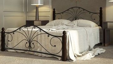 Спальная кровать Фортуна 1, 1400, черный/шоколад в Подольске